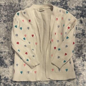 Peek Cream Cardigan with Colorful Heart Accents